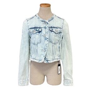 Blank NYC NWT Cropped Jacket Light Acid Wash Blue Denim Size Small